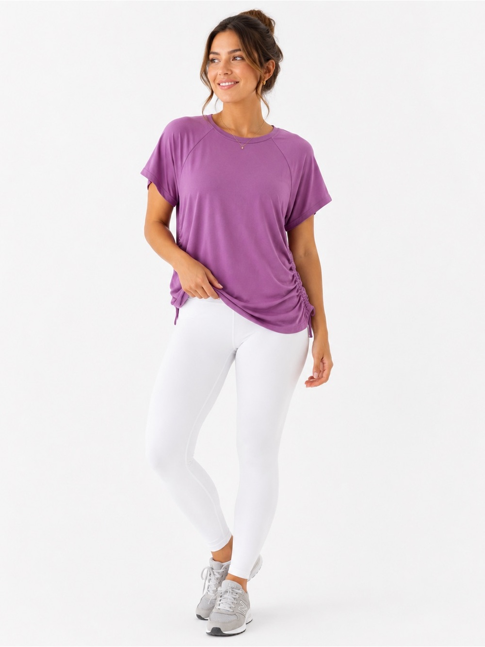 Athleta Pink/Purple Scrunchie Side Short Sleeve Tee
